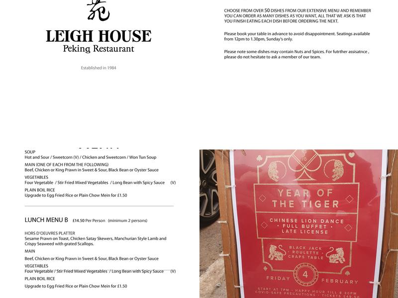 Leigh House Menu