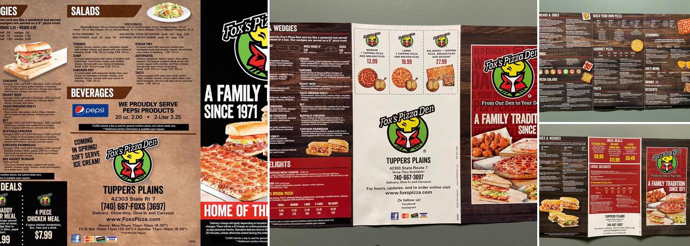 Fox's Pizza Den Menu