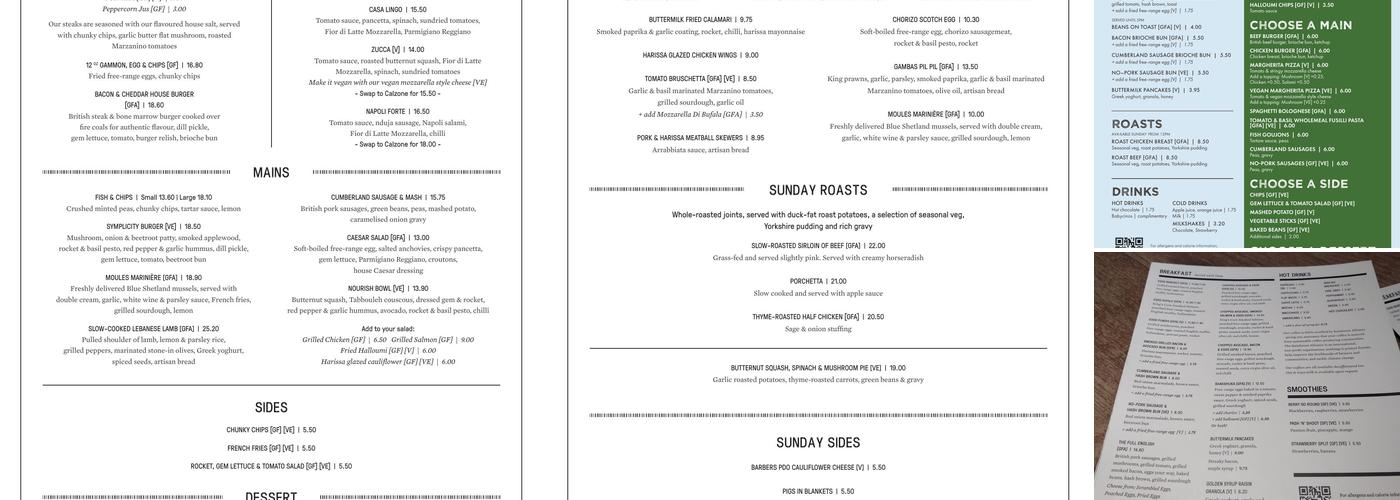 The Beech House Menu