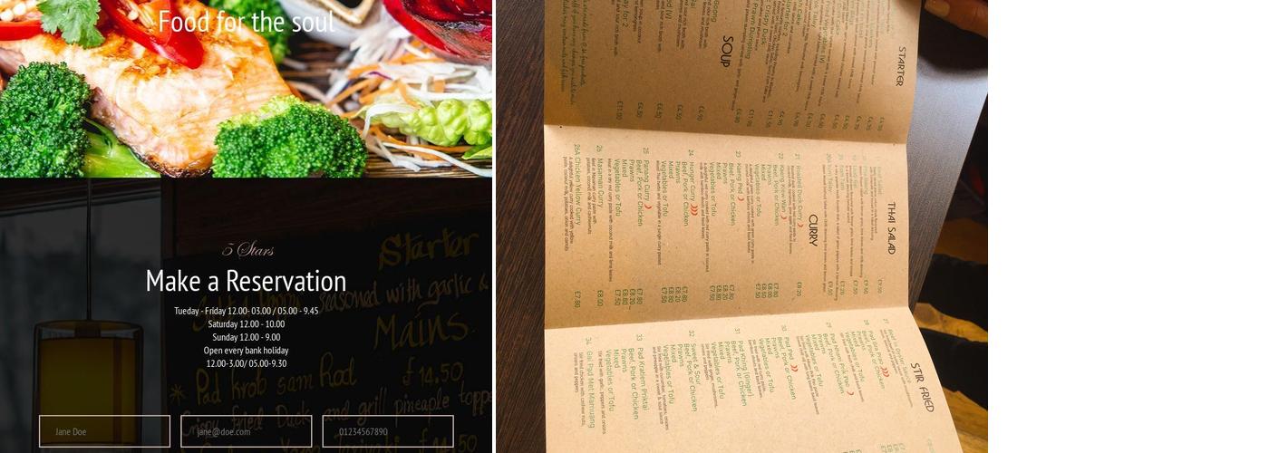 Jasmine Thai Kitchen Menu
