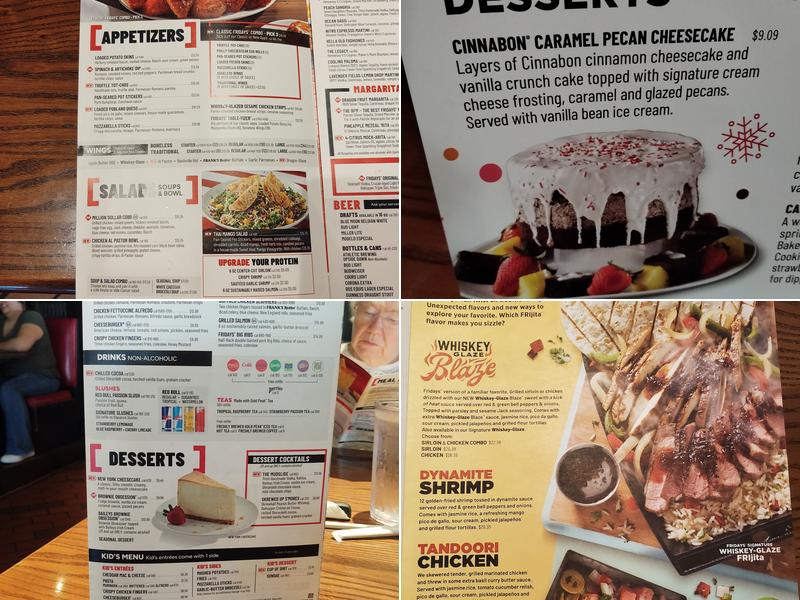 TGI Fridays Menu