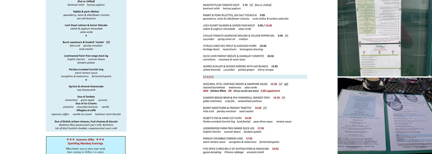 Gilbey's Old Amersham Menu