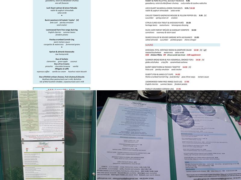 Gilbey's Old Amersham Menu