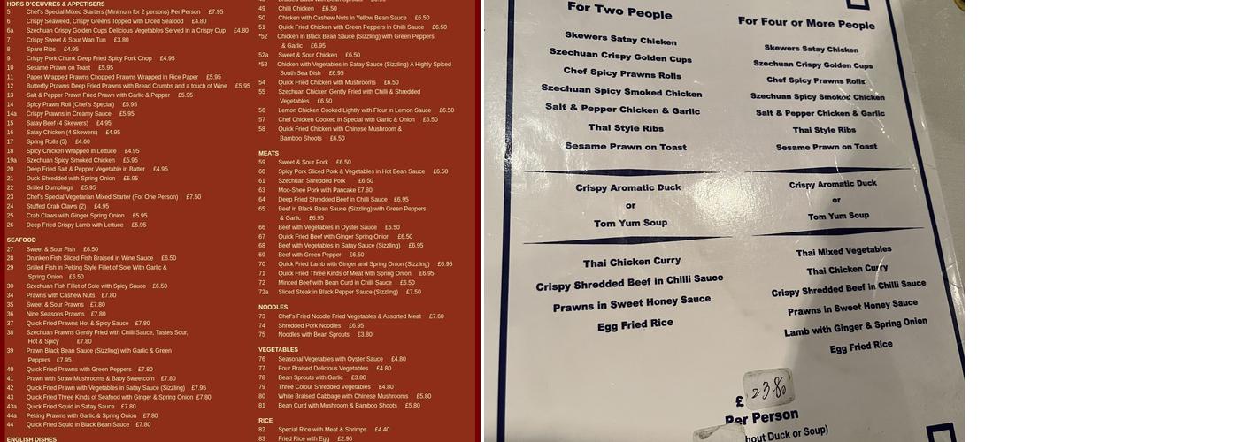 Szechuan Inn Menu