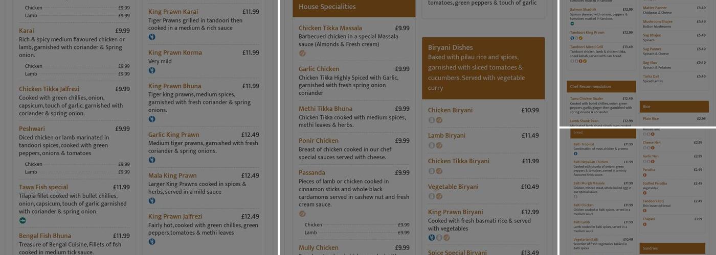 Spice Indian Restaurant Menu