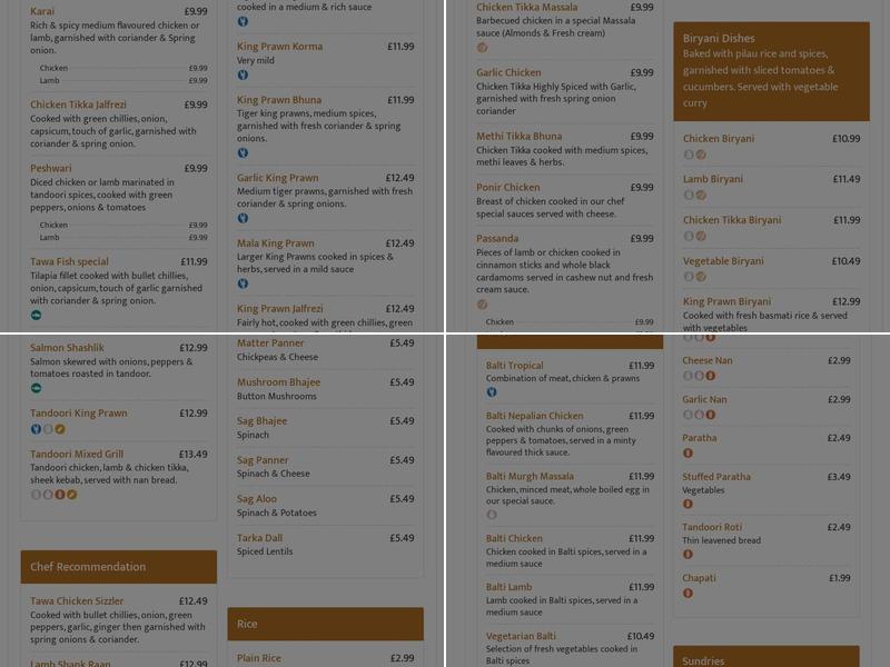 Spice Indian Restaurant Menu