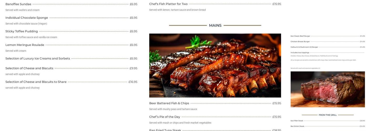 The Spotted Dog Menu