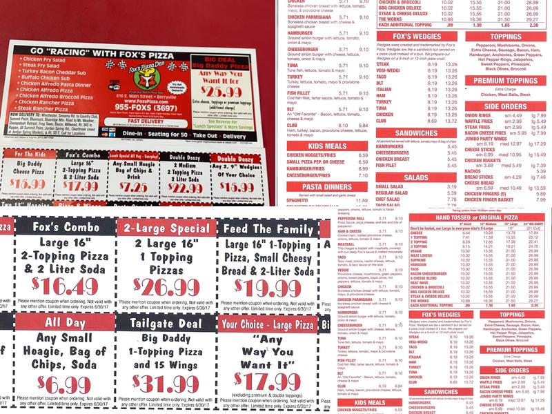 Fox's Pizza Den Menu