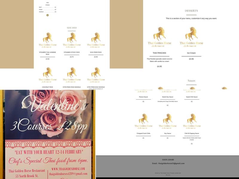 Thai Golden Horse Menu