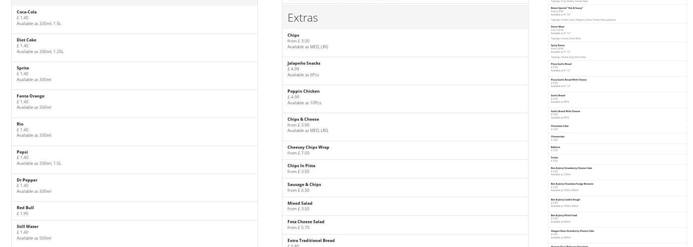Botan Kebab & Pizza Menu