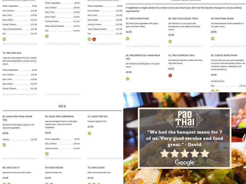 Pad Thai - The Red Lion Menu