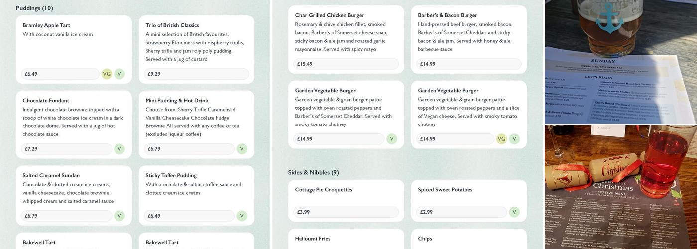 Ye Olde Leathern Bottel Menu