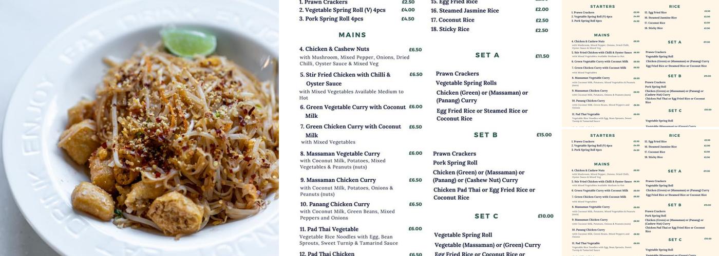 The Peacock Thai Restaurant Menu
