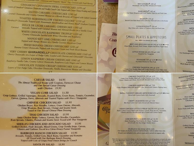 The Cheesecake Factory Menu