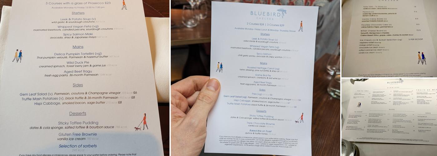 Bluebird Menu