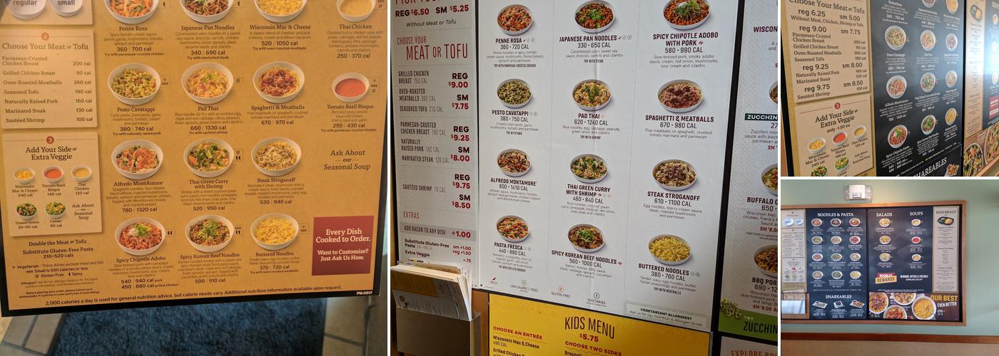 Noodles and Company Menu