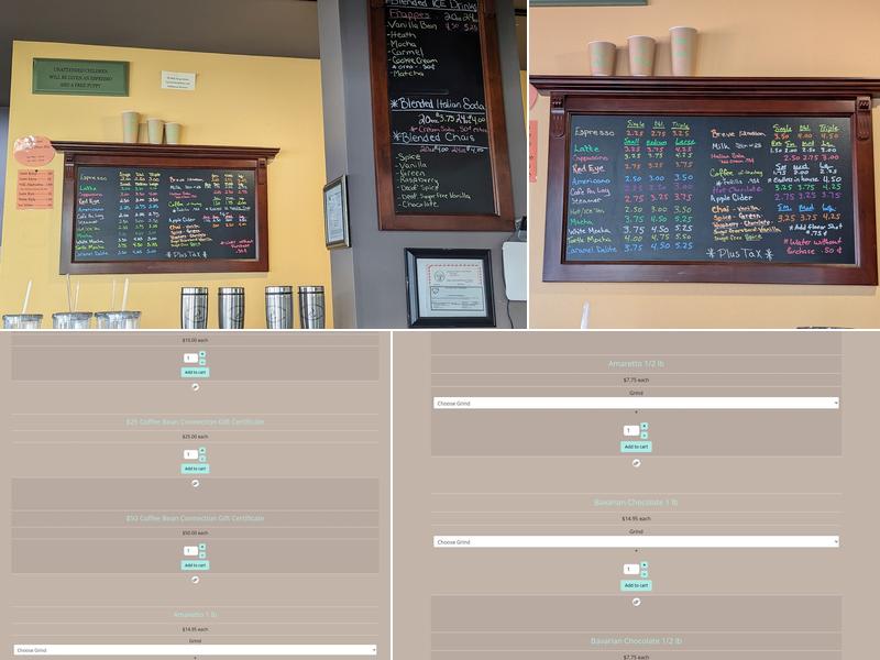 Coffee Bean Connection Menu