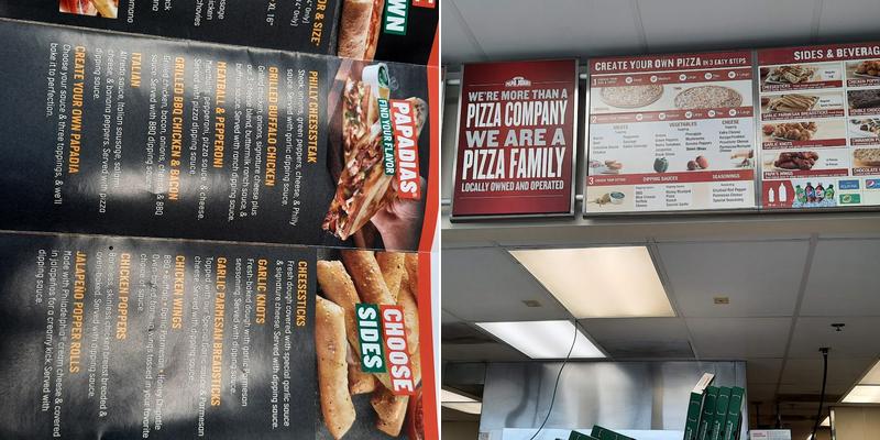 Papa Johns Pizza Menu