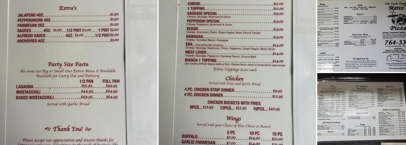 Marco's Pizza of Oak Creek Menu