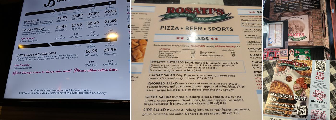 Rosati's Pizza Menu