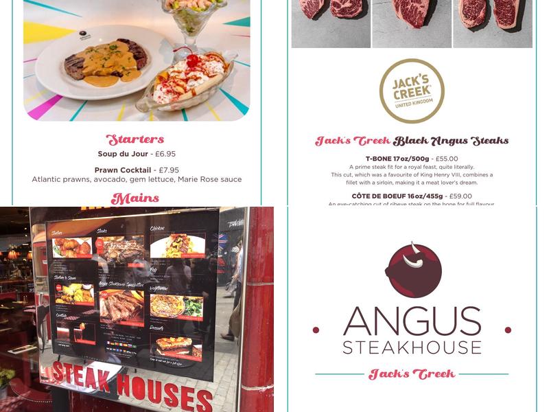 Angus Steakhouse Oxford Circus Menu