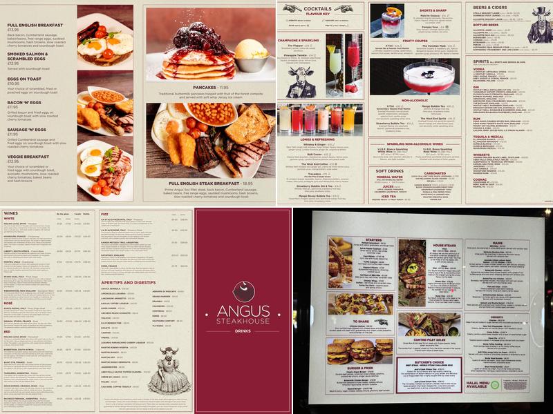 Angus Steakhouse Paddington Menu
