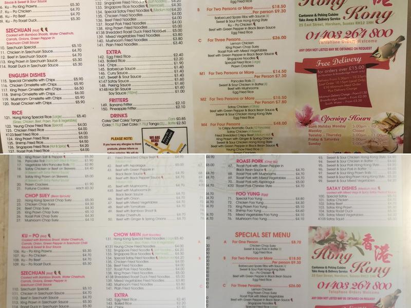 Hong Kong Menu