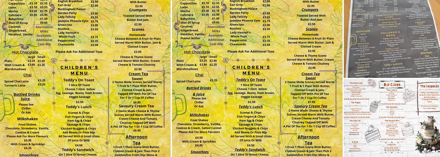 Teddy's Tearooms Menu