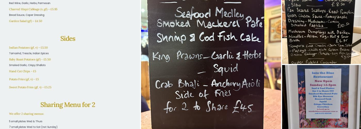 Into the Blue Restaurant Menu