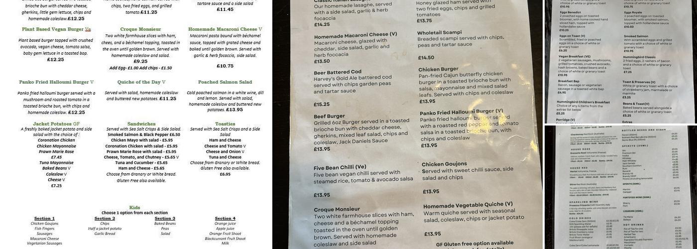 Hummingbird Restaurant Menu