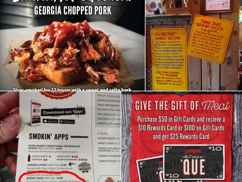 Famous Dave's Bar-B-Que Menu