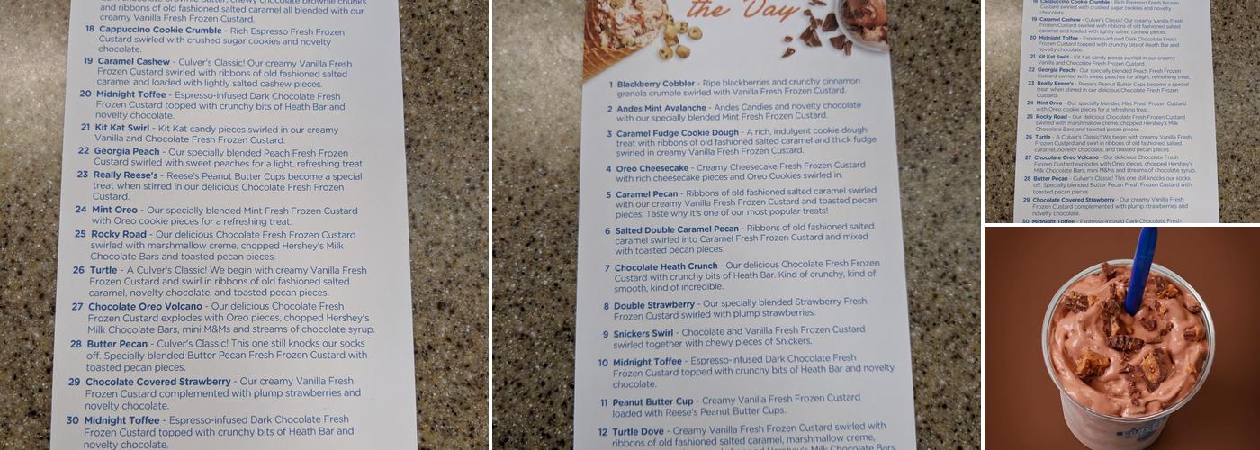 Culver’s Menu