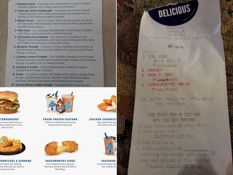 Culver’s Menu