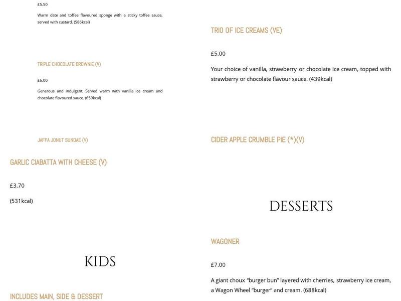 Ye Olde House at Home Menu