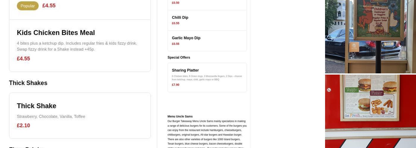 Uncle Sams Hamburger Express Broadwater Rd Worthing Menu