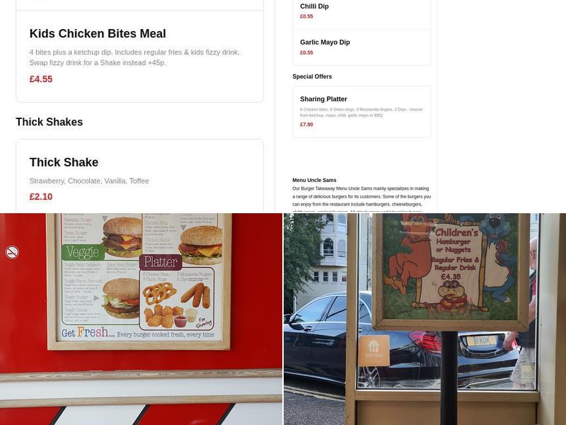 Uncle Sams Hamburger Express Broadwater Rd Worthing Menu