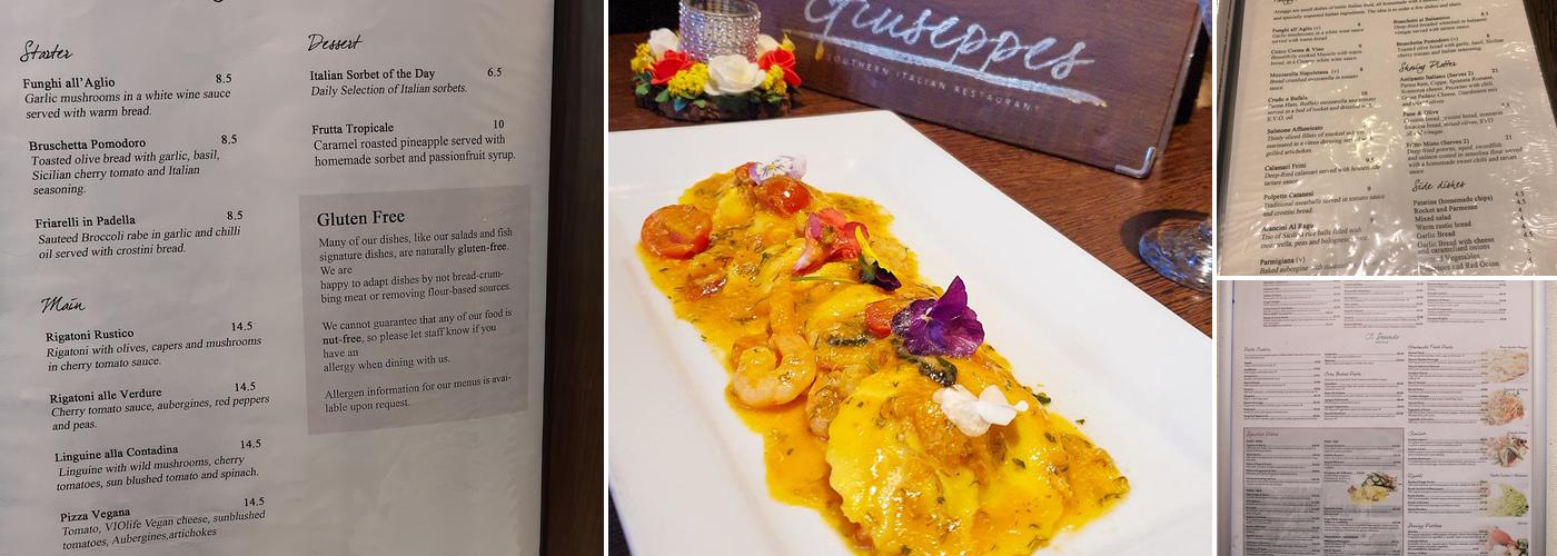 Giuseppes Southern Italian Restaurant Menu