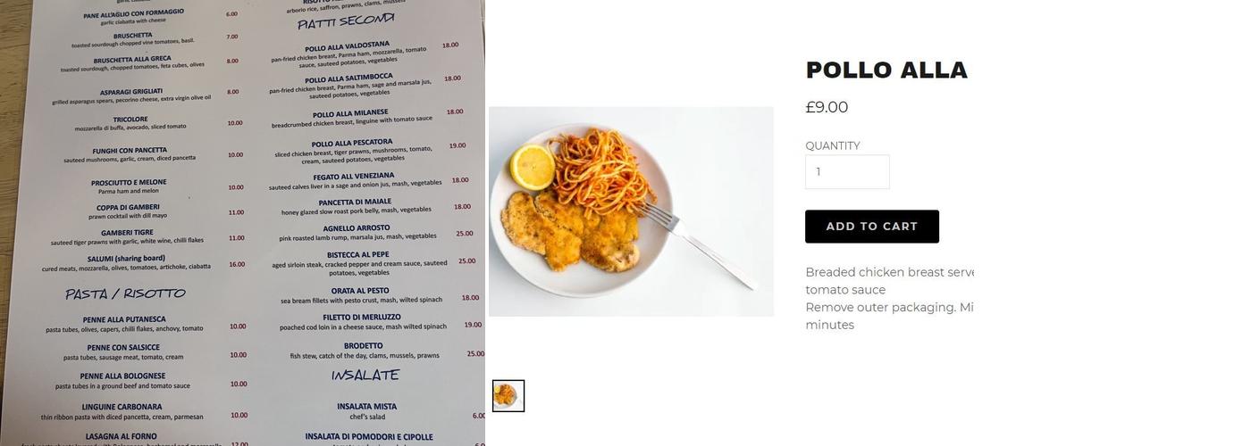 Cucinetta Bistro Menu