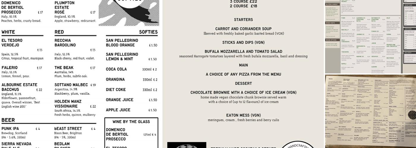 Pizzaface Menu