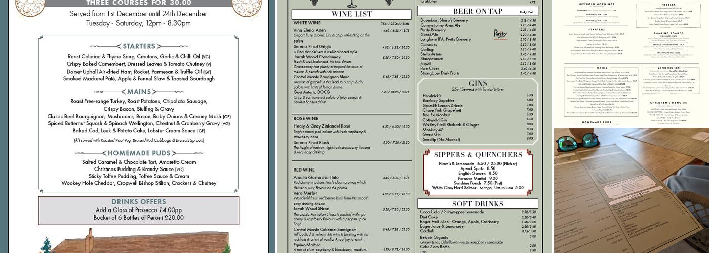 Newbold Comyn Arms Menu