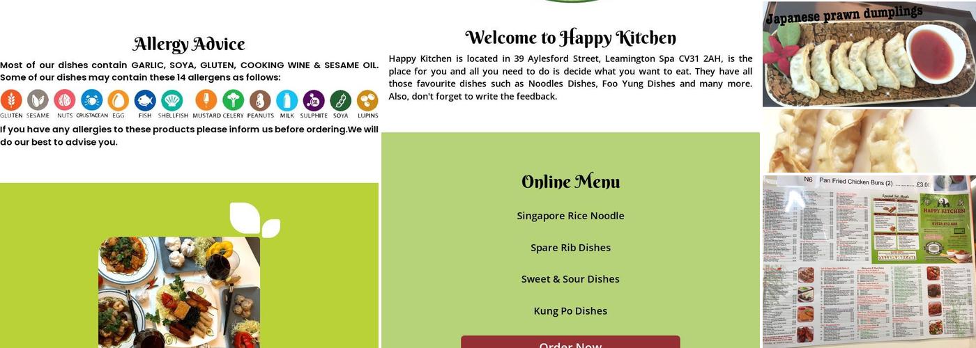 Happy Kitchen Chinese Takeaway Menu