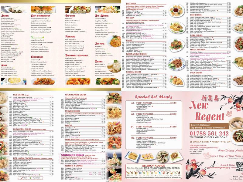 New Regent Menu