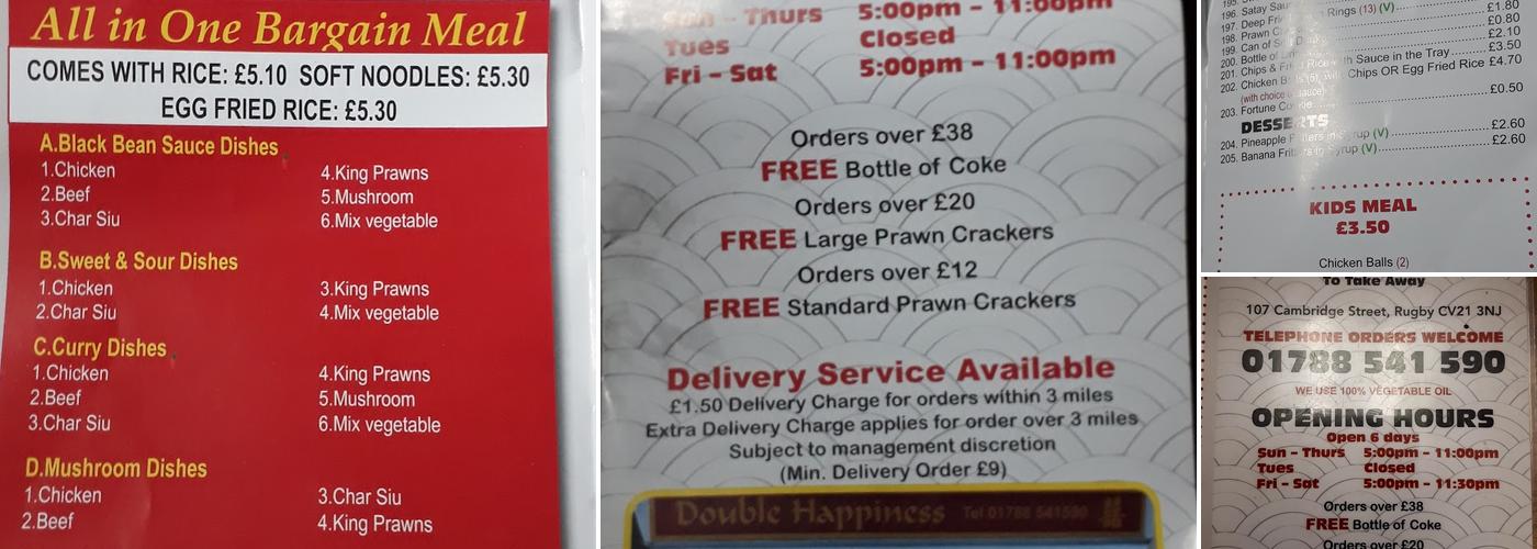 Double Happiness Menu