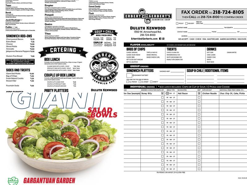 Erbert and Gerbert's Menu