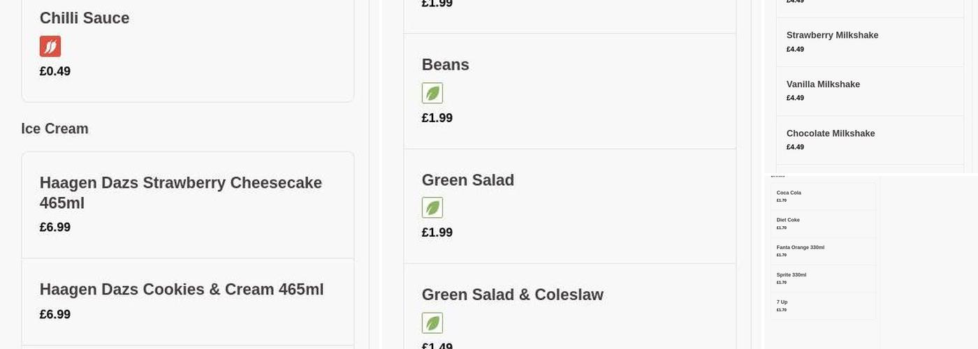 Roosterz Nuneaton Menu