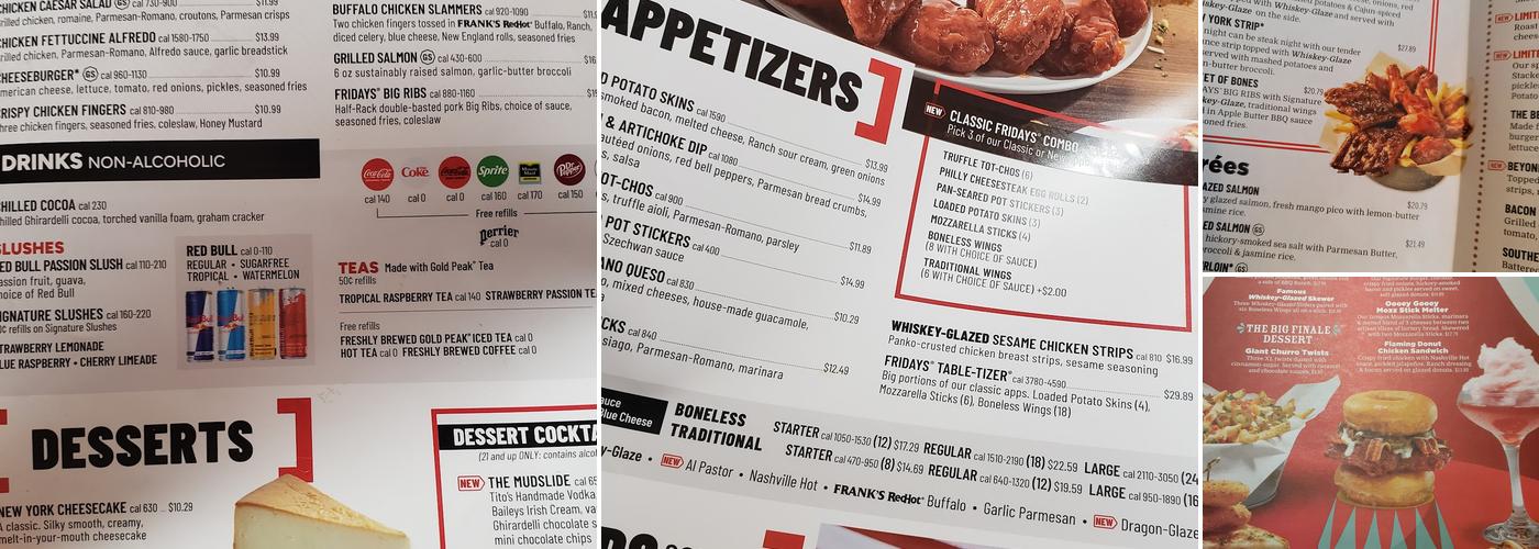 TGI Fridays Menu