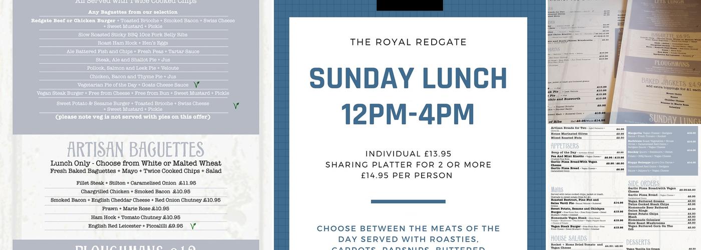 The Royal Redgate Menu