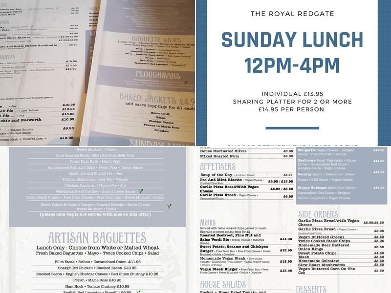 The Royal Redgate Menu