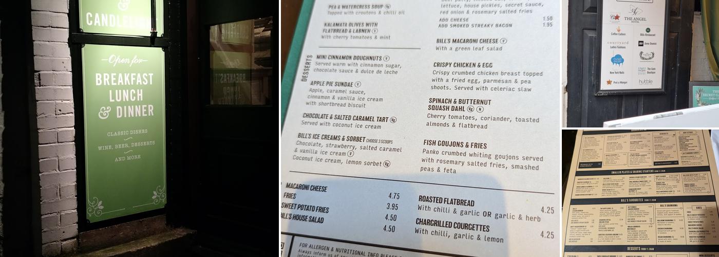 Bill's Guildford Restaurant Menu