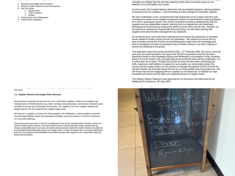 Premier Inn Woking Town Centre hotel Menu